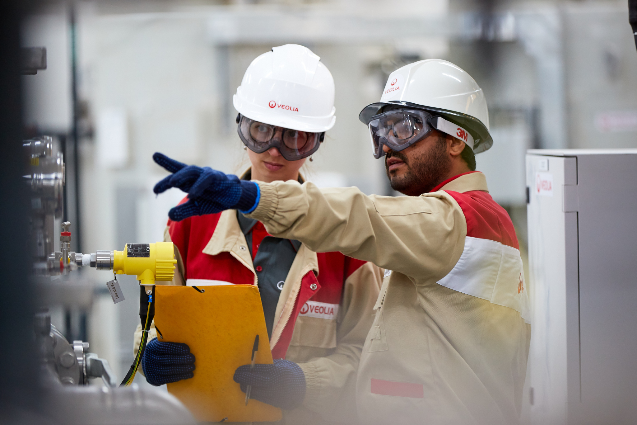 A Veolia operator on site at a Richmond water treatment facility